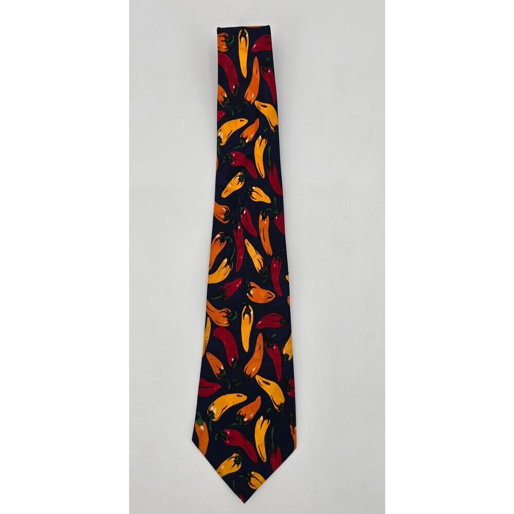 Vintage 90s Quirky Colorpop Chili Pepper Print Tie – 59” Made in Korea